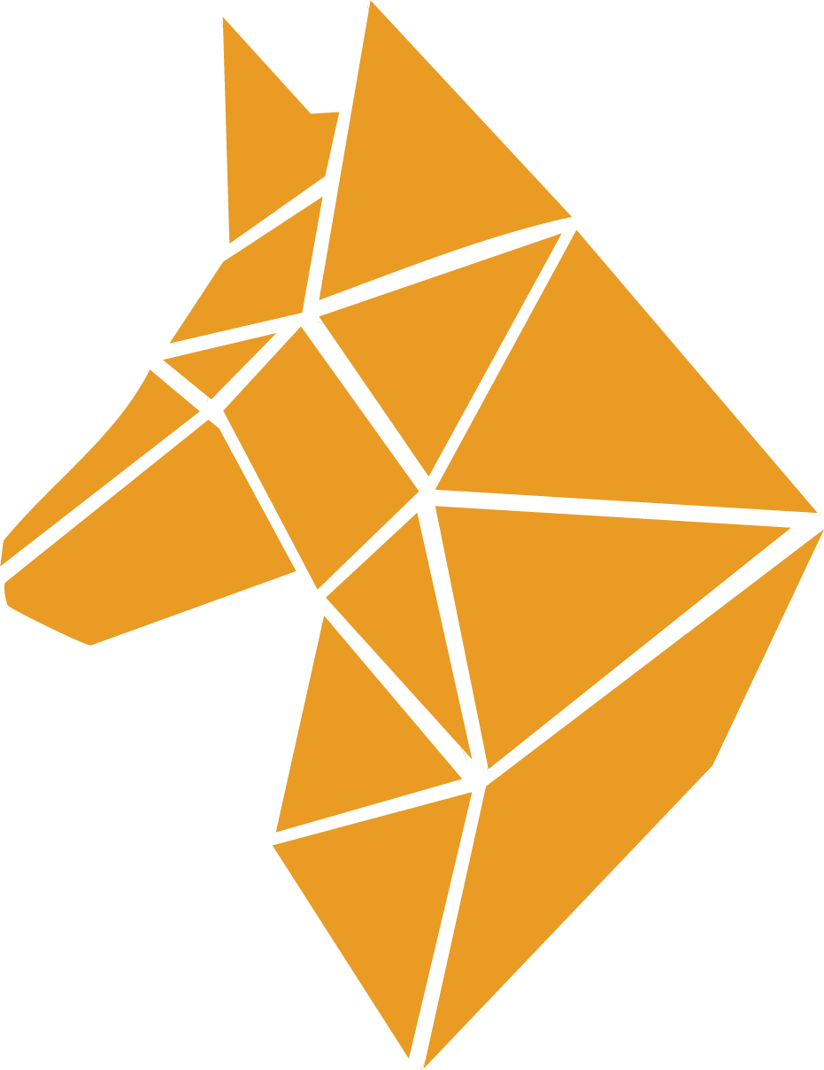 Alpha AVL geometric wolf logo in orange.